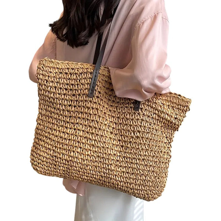 Cira | Woven Beach Tote Bag with Wide Straps