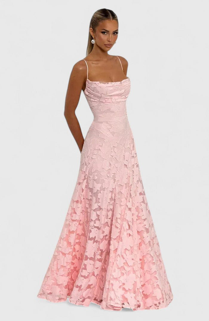 Cirelia | Elegant Spaghetti Strap Maxi Dress with Textured Bodice