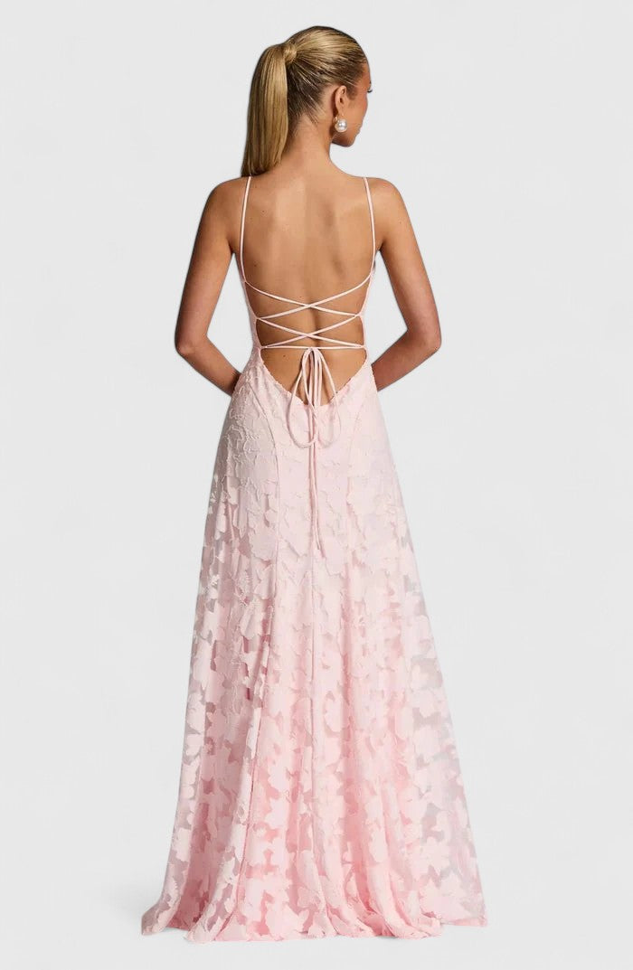 Cirelia | Elegant Spaghetti Strap Maxi Dress with Textured Bodice