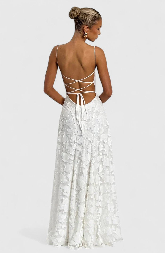 Cirelia | Elegant Spaghetti Strap Maxi Dress with Textured Bodice