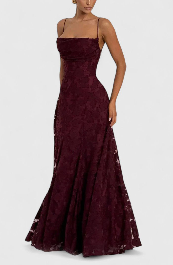 Cirelia | Elegant Spaghetti Strap Maxi Dress with Textured Bodice