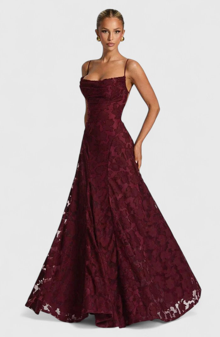 Cirelia | Elegant Spaghetti Strap Maxi Dress with Textured Bodice