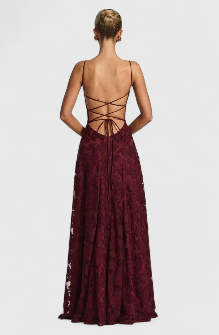 Cirelia | Elegant Spaghetti Strap Maxi Dress with Textured Bodice