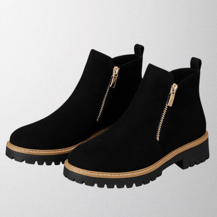 Clara | Ankle Boots With Side Zipper And Lug Sole