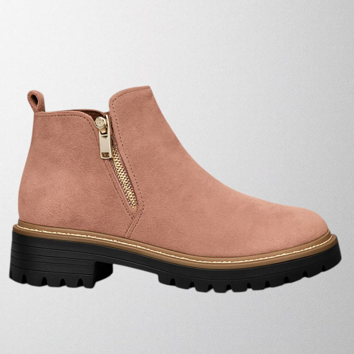 Clara | Ankle Boots With Side Zipper And Lug Sole