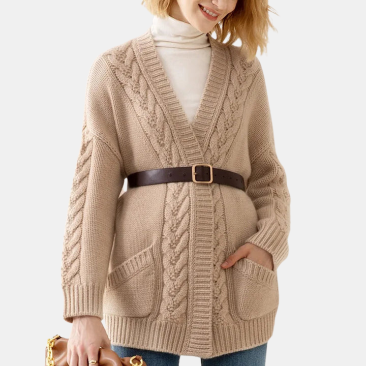 Clara | Cable Knit Cardigan With Front Pockets