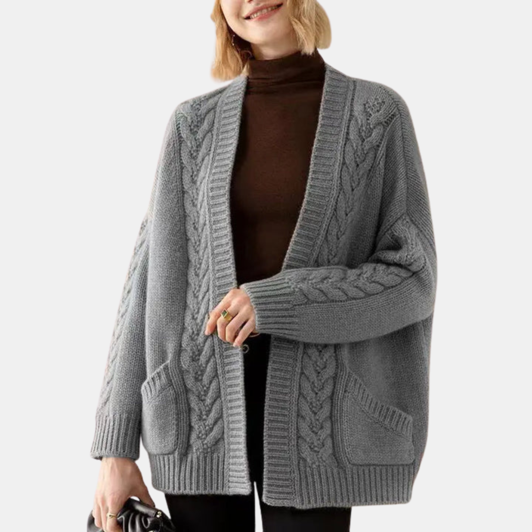 Clara | Cable Knit Cardigan With Front Pockets