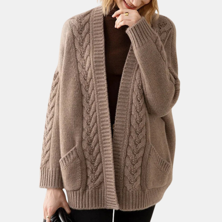 Clara | Cable Knit Cardigan With Front Pockets