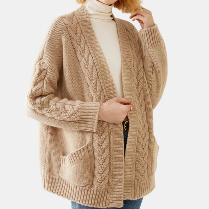 Clara | Cable Knit Cardigan With Front Pockets