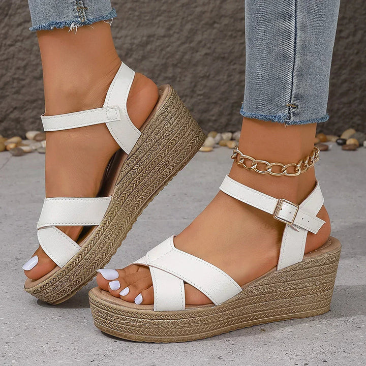 Clara | Platform Wedge Sandals with Ankle Strap