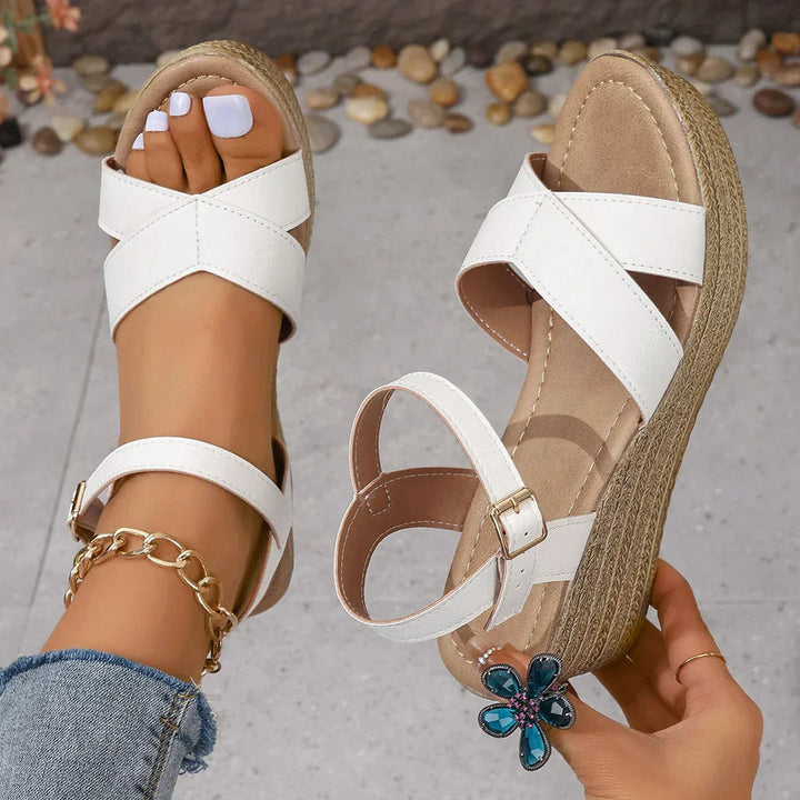 Clara | Platform Wedge Sandals with Ankle Strap