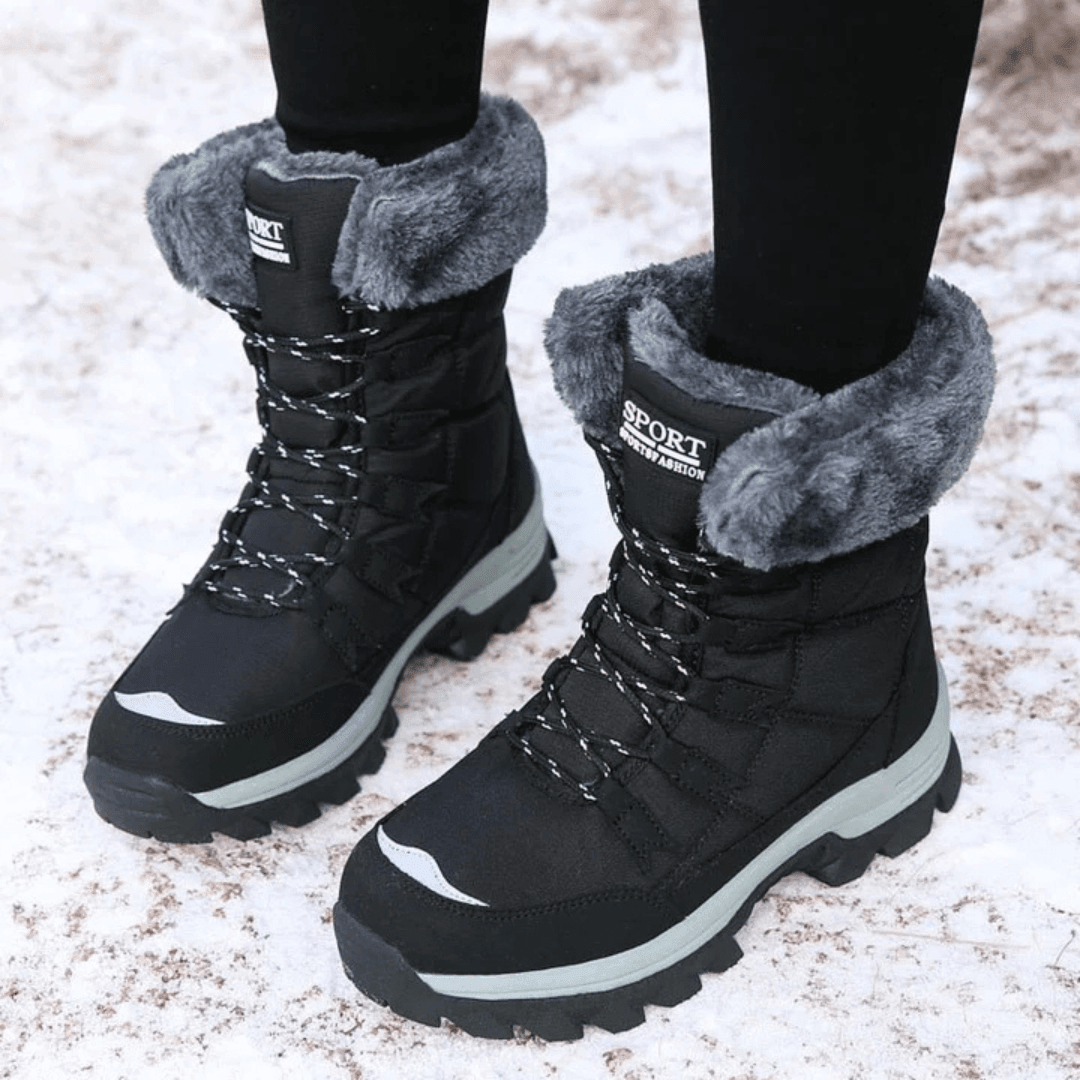Claribel | Lace-Up Winter Boots with Plush Collar