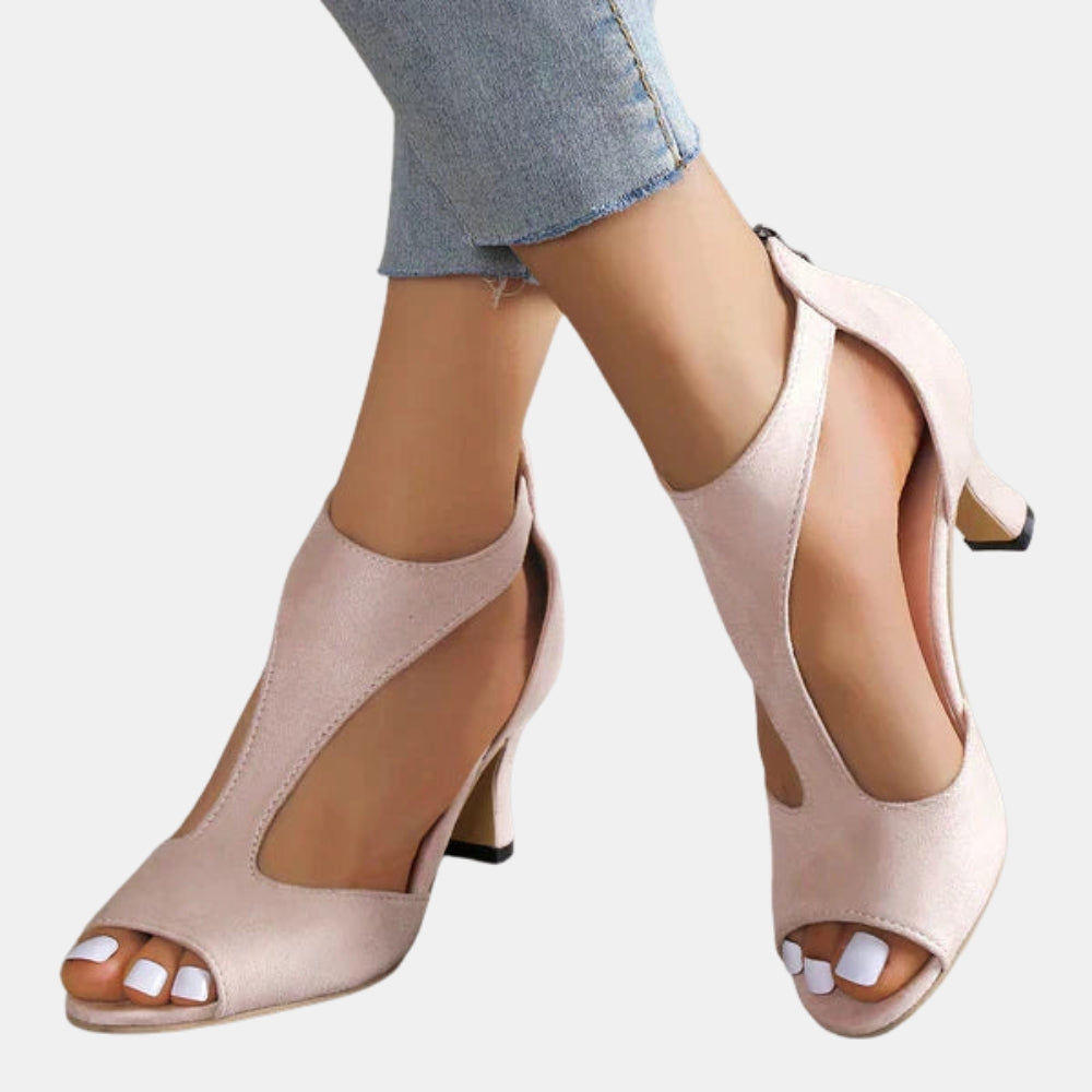 Cleora | Peep Toe Heels with Cutout Design