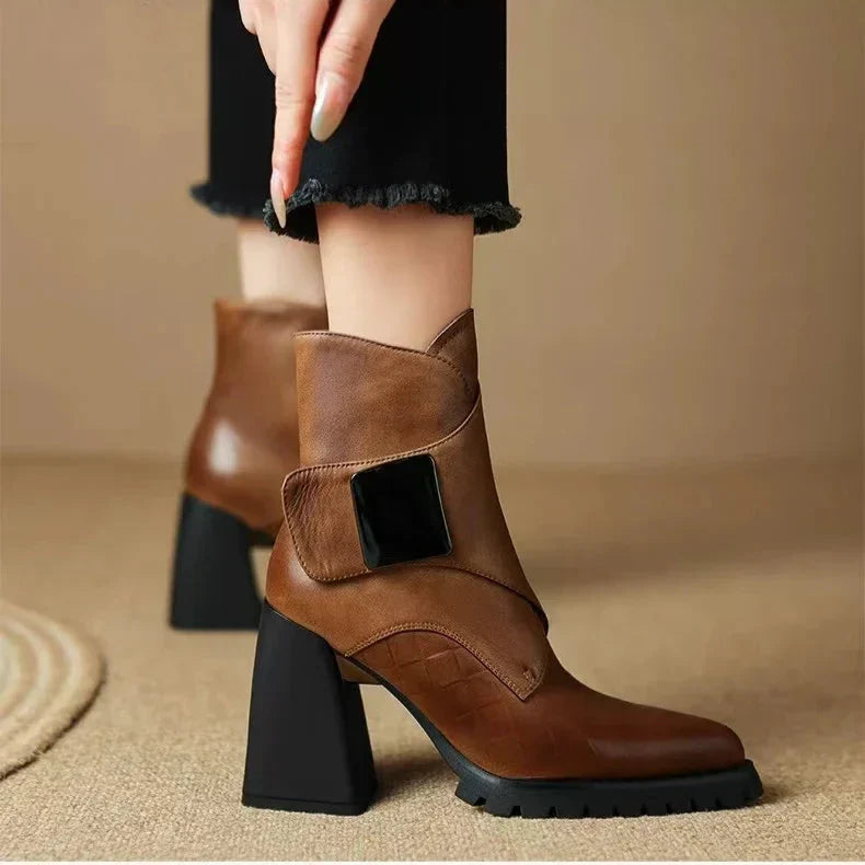 Clydene | Modern Ankle Boots with Block Heel