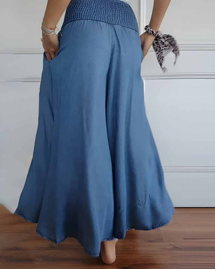 Colette | Wide Leg Pants with Smocked Waistband