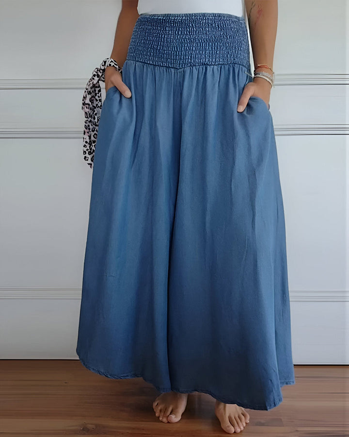 Colette | Wide Leg Pants with Smocked Waistband