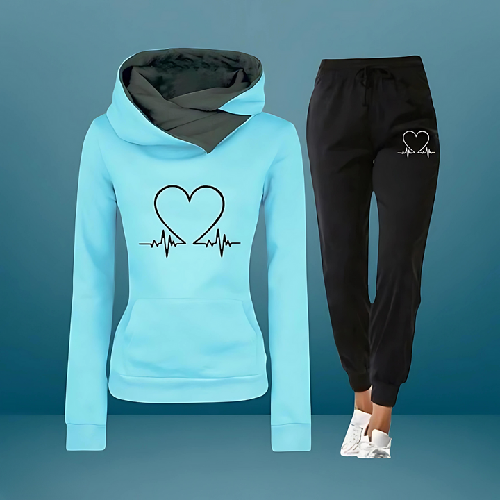 Cora | Hoodie and Jogger Set with Heart Print