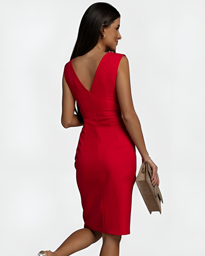 Corvaya | Elegant Sheath Dress with V Neck and Slit