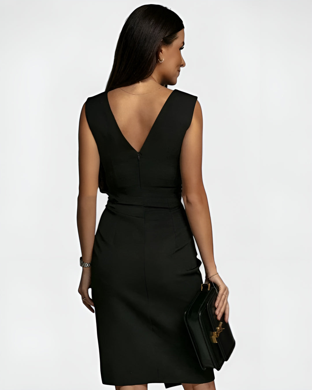 Corvaya | Elegant Sheath Dress with V Neck and Slit