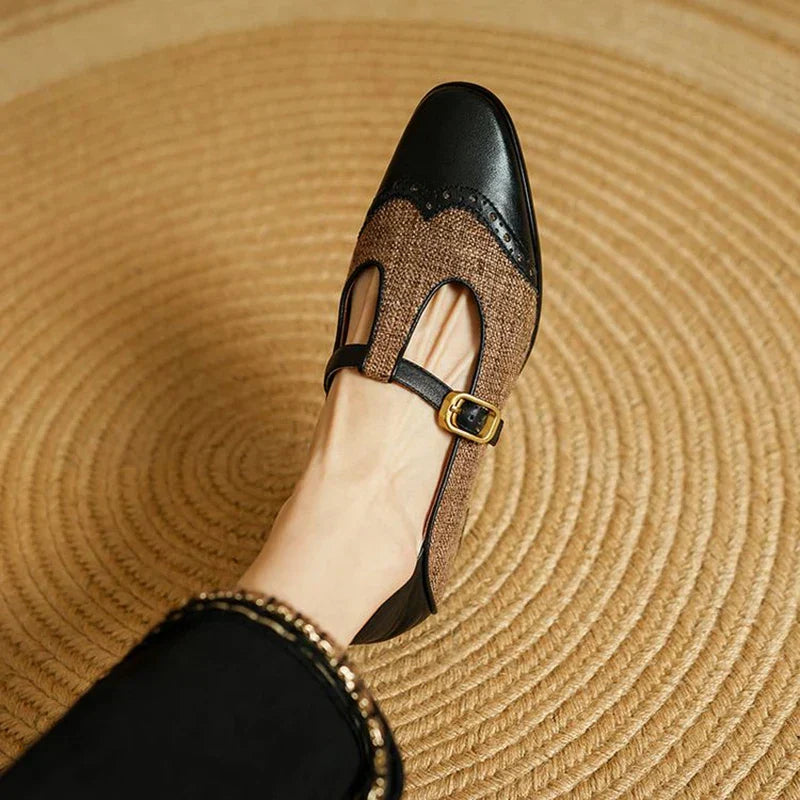 Cosima | Two-Tone T-Strap Flats
