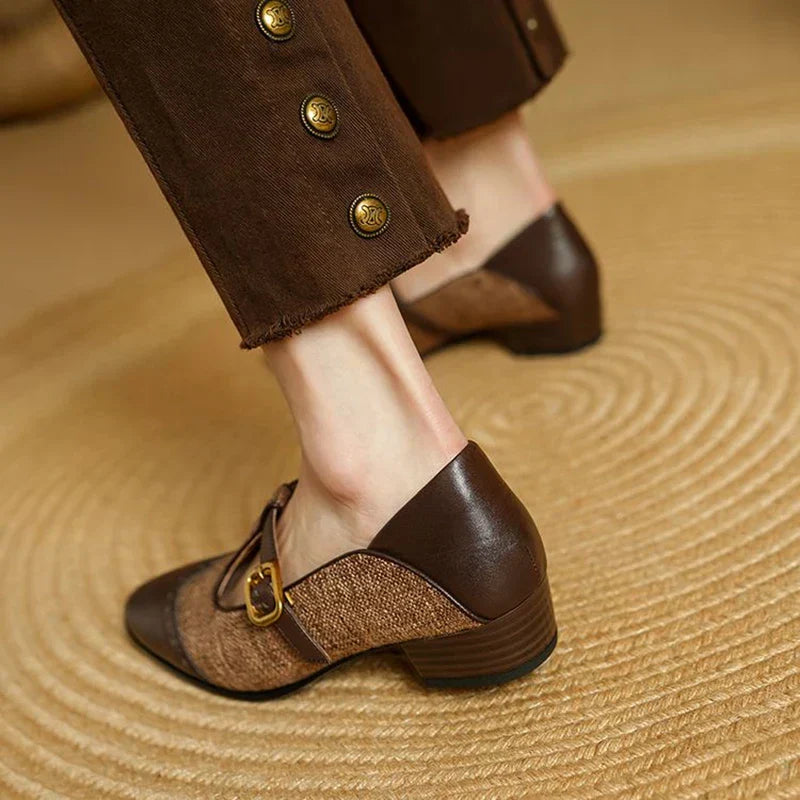 Cosima | Two-Tone T-Strap Flats