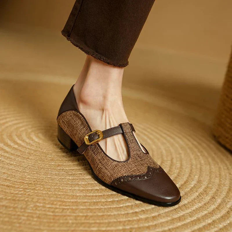Cosima | Two-Tone T-Strap Flats