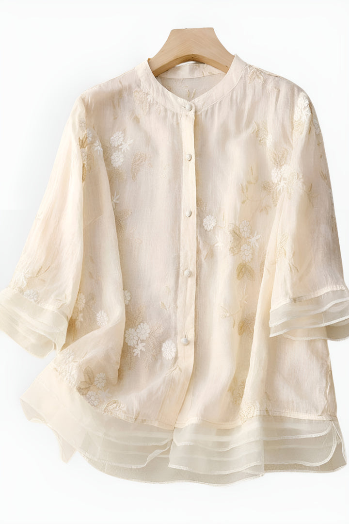 Cylvessa | Elegant Embroidered Button Blouse