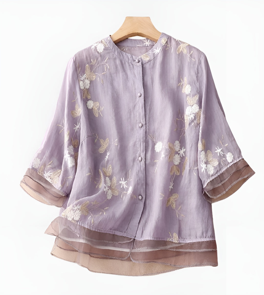 Cylvessa | Elegant Embroidered Button Blouse