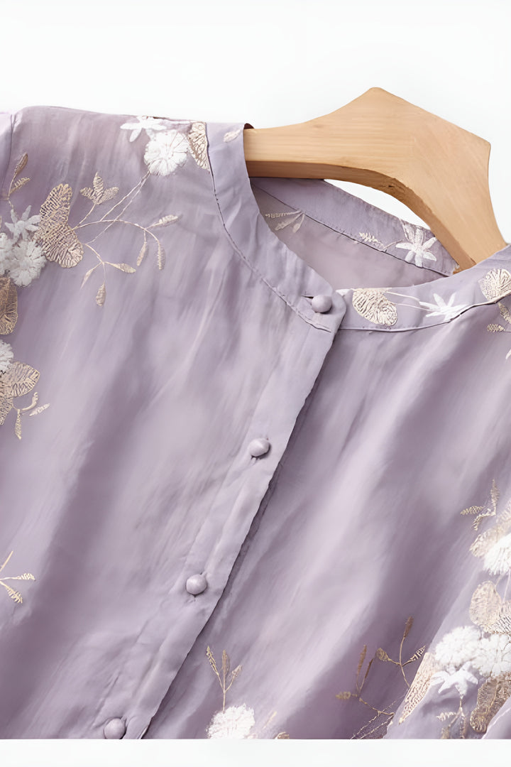 Cylvessa | Elegant Embroidered Button Blouse