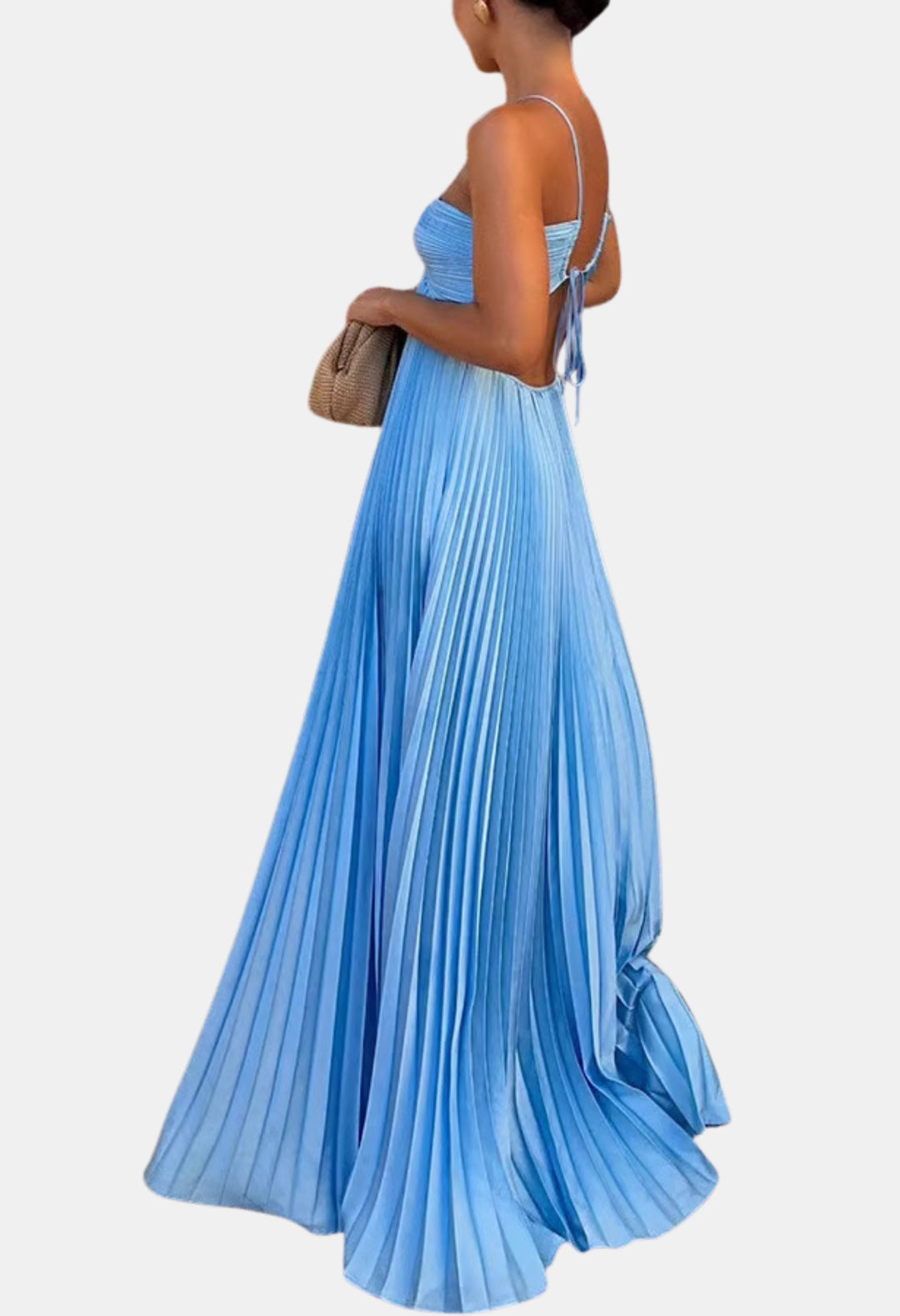 Cyravelle | Wedding Guest Pleated Halter Maxi Dress