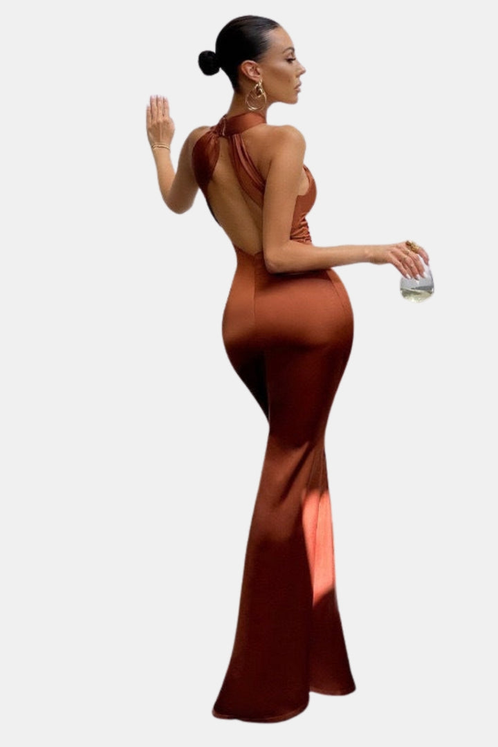 Daryzoria | Elegant Halter Mermaid Maxi Dress
