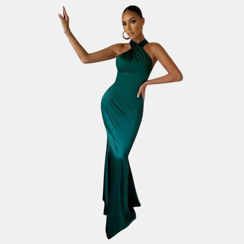 Daryzoria | Elegant Halter Mermaid Maxi Dress