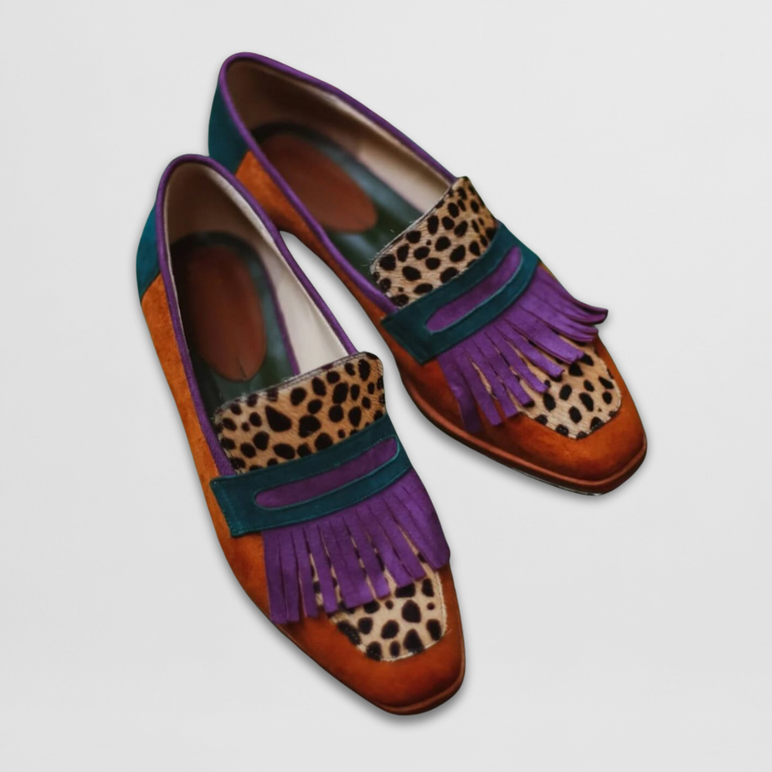 Delaney | Statement Leopard Print Loafers with Fringe Detail