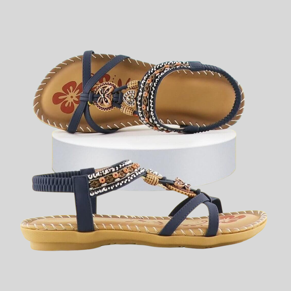 Delilah | Boho Flat Sandals with Beaded Strap
