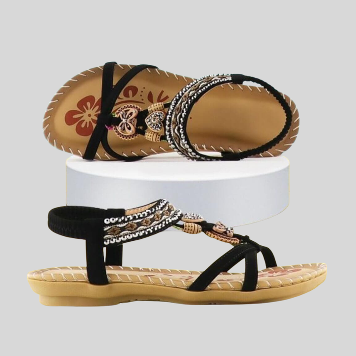 Delilah | Boho Flat Sandals with Beaded Strap