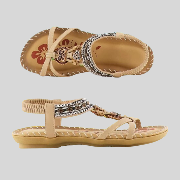 Delilah | Boho Flat Sandals with Beaded Strap