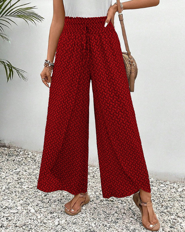 Delilah | Printed Wide Leg Pants with Smocked Waist