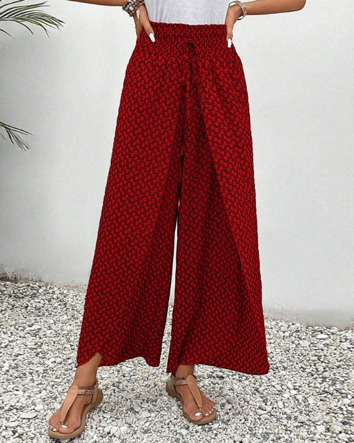 Delilah | Printed Wide Leg Pants with Smocked Waist