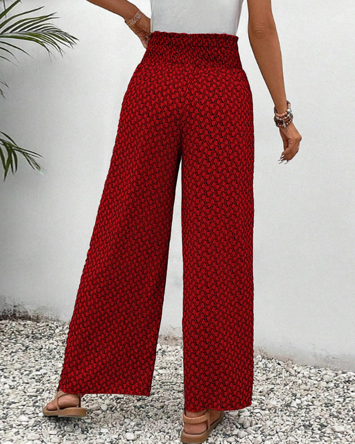 Delilah | Printed Wide Leg Pants with Smocked Waist