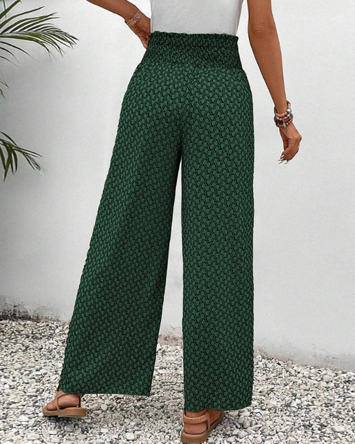 Delilah | Printed Wide Leg Pants with Smocked Waist