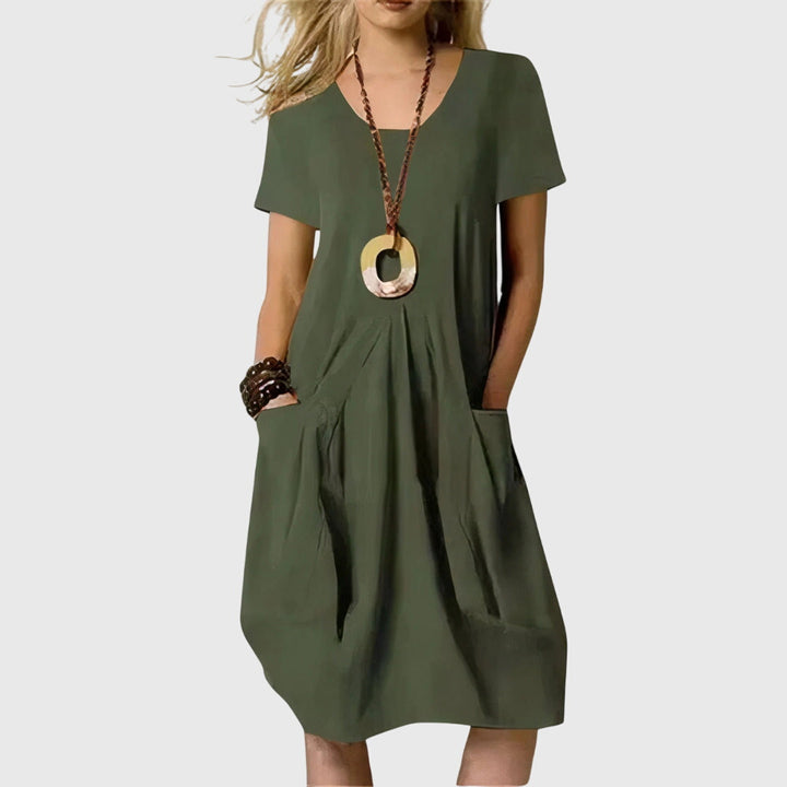 Delmira | Casual A-Line Midi Dress with Pockets