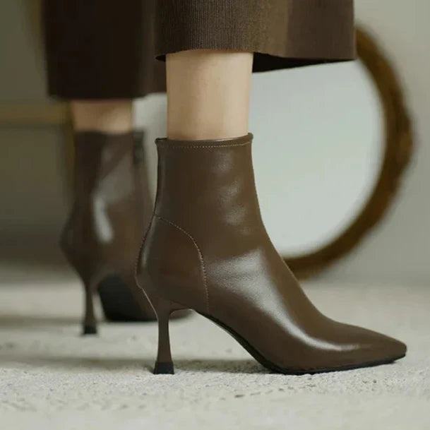 Delora | Pointed Toe Ankle Boots with Slim Heel