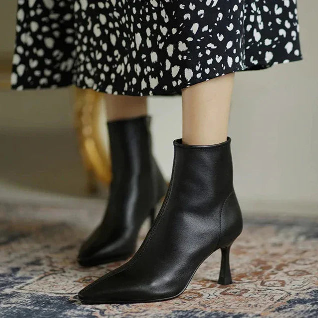 Delora | Pointed Toe Ankle Boots with Slim Heel