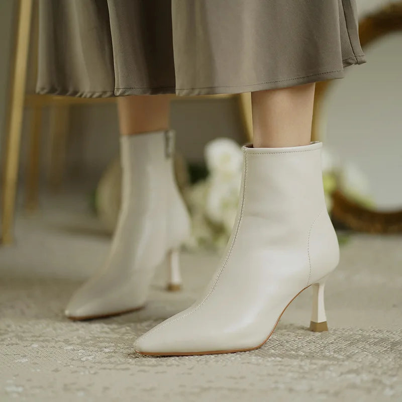 Delora | Pointed Toe Ankle Boots with Slim Heel
