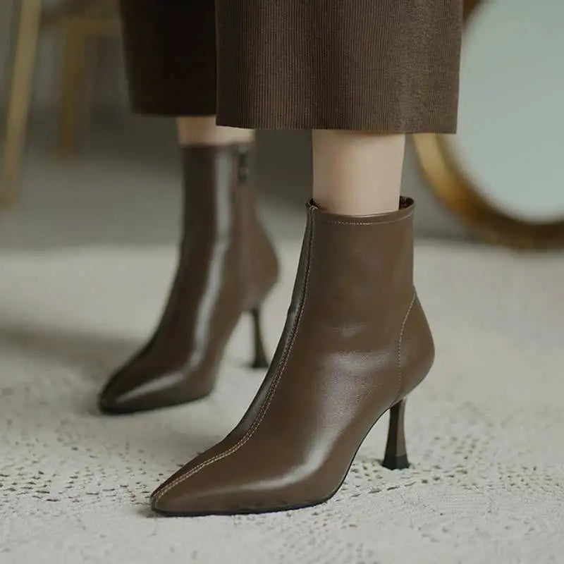 Delora | Pointed Toe Ankle Boots with Slim Heel