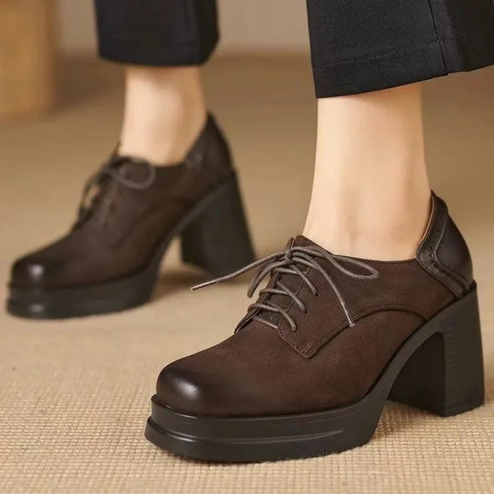 Delphine | Lace-Up Platform Block Heel Oxford
