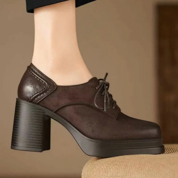 Delphine | Lace-Up Platform Block Heel Oxford
