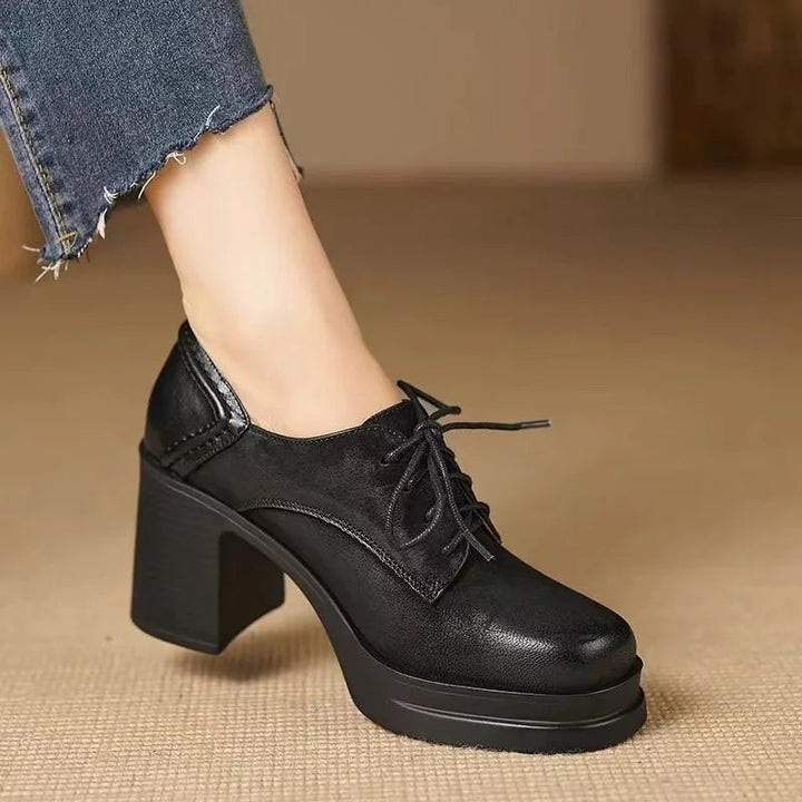 Delphine | Lace-Up Platform Block Heel Oxford