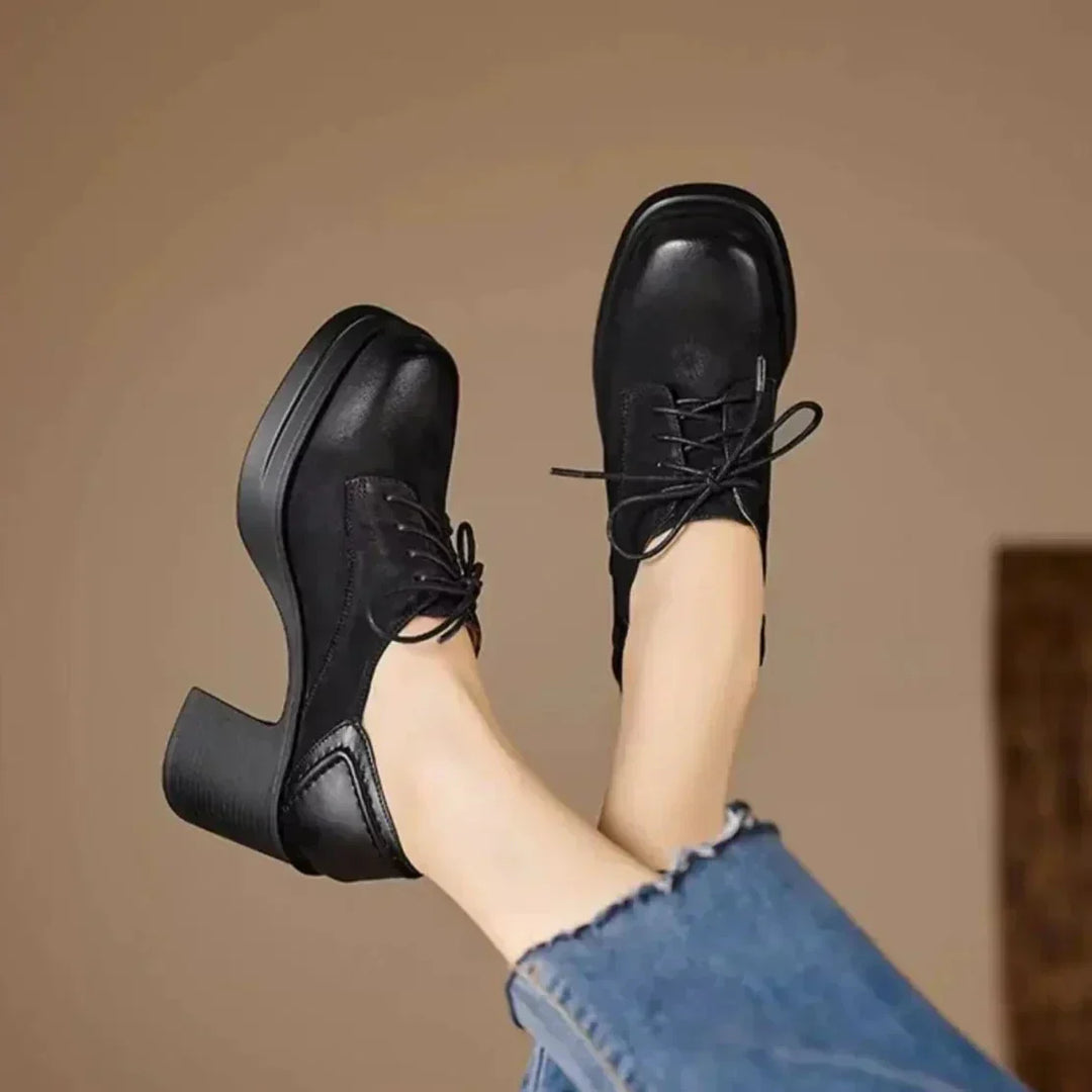Delphine | Lace-Up Platform Block Heel Oxford