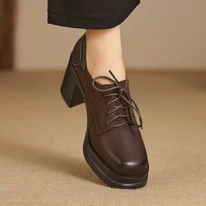 Delphine | Lace-Up Platform Block Heel Oxford